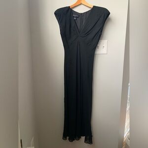 JONES NEW YORK Black Beaded Silk Zipper Back Cap Sleeve Maxi Dress